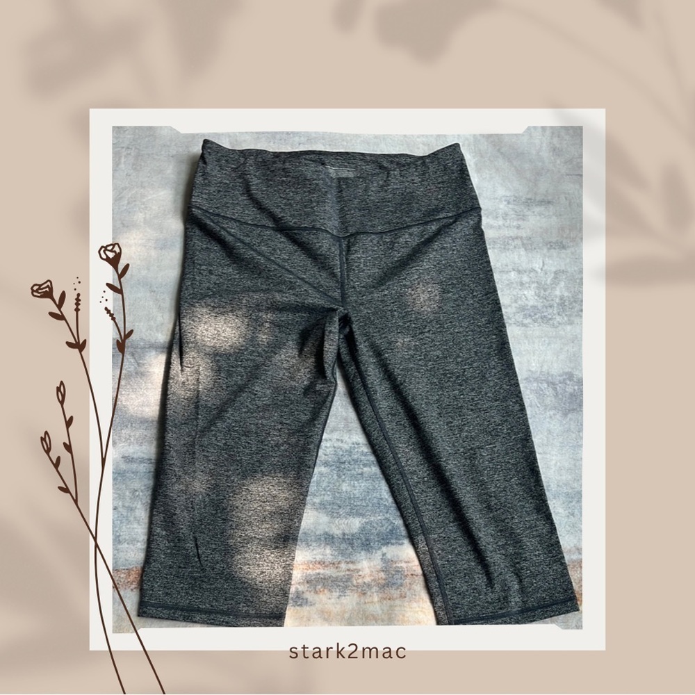 (303)VSX Gray Athletic cropped Leggings with Wide Waistband